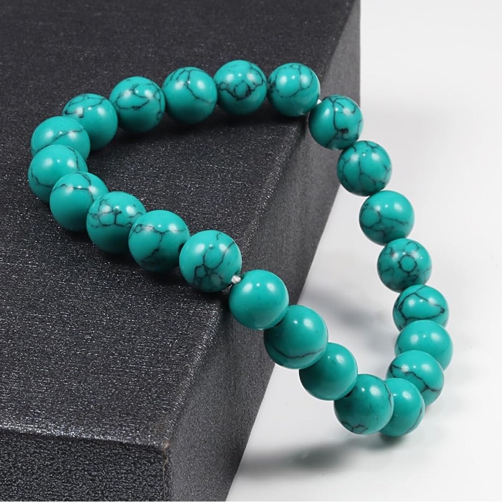 🆕New Green Turquoise Crystal Gemstone Bracelet 8mm